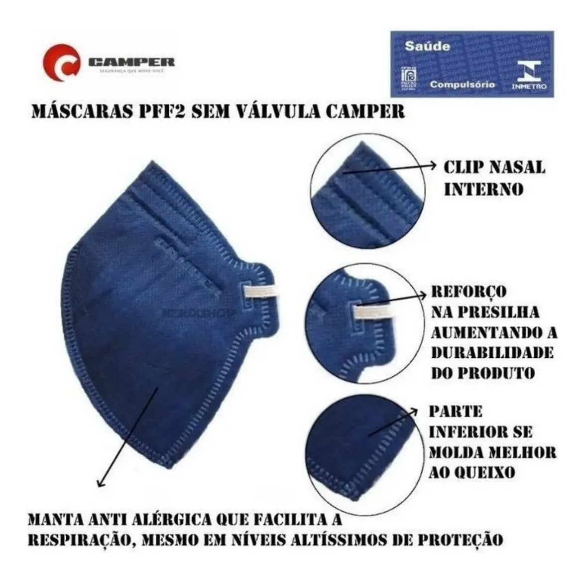 Máscara Respirador Descartável PFF2 Camper - Imagem 5