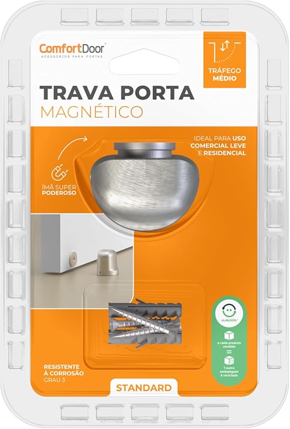 Trava Porta Magnético Standard Escovado – Comfortdoor