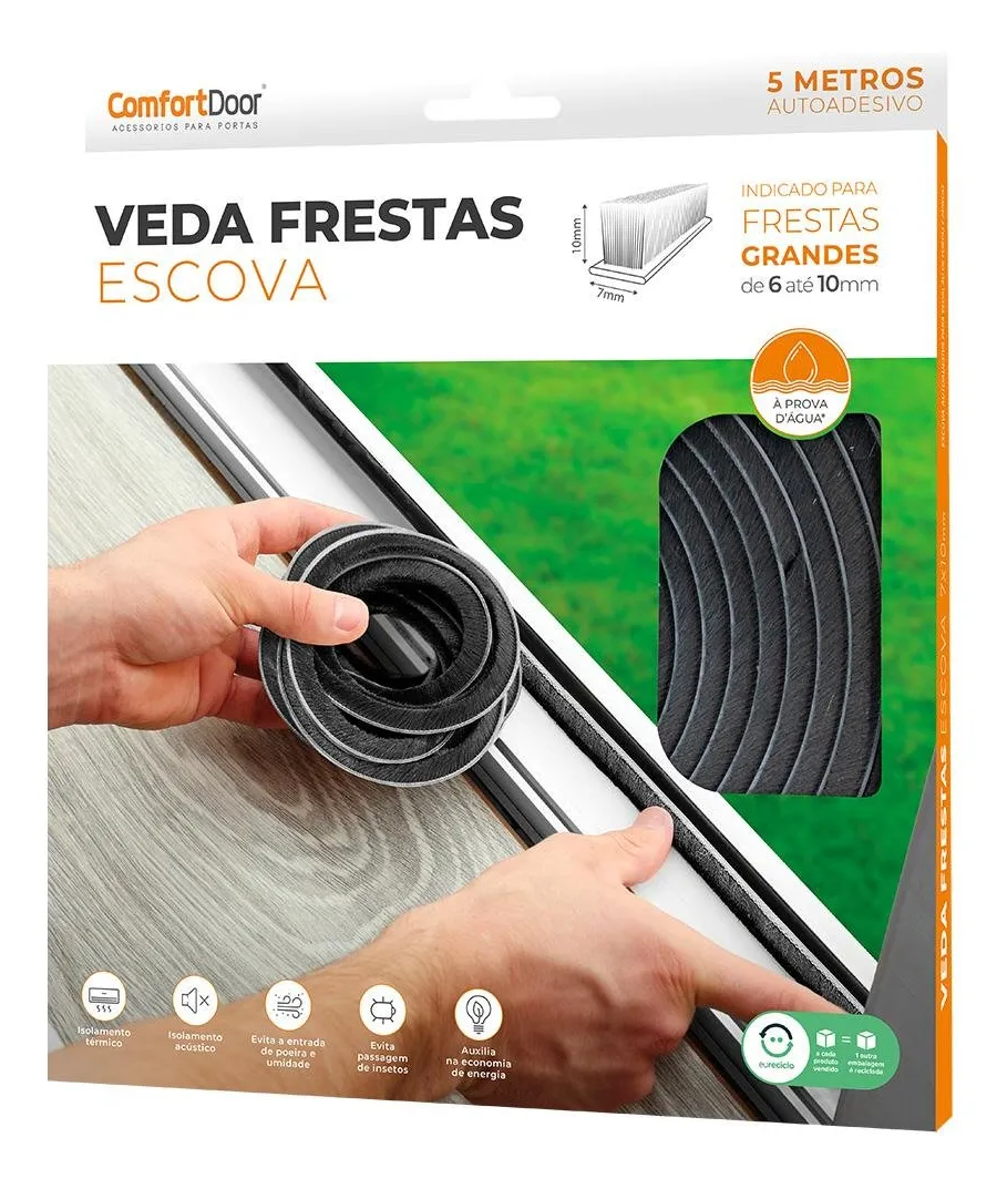 Veda Frestas Escova 10x7mm Preto – Comfortdoor