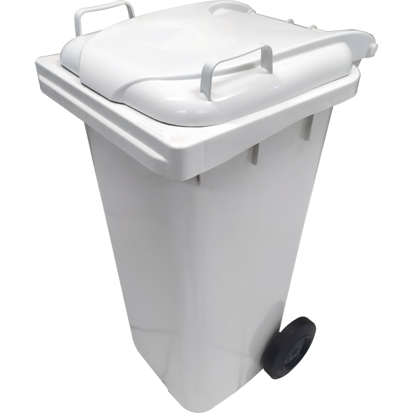 Contentor Móvel para Lixo 120 Litros Branco com Rodas – JSN