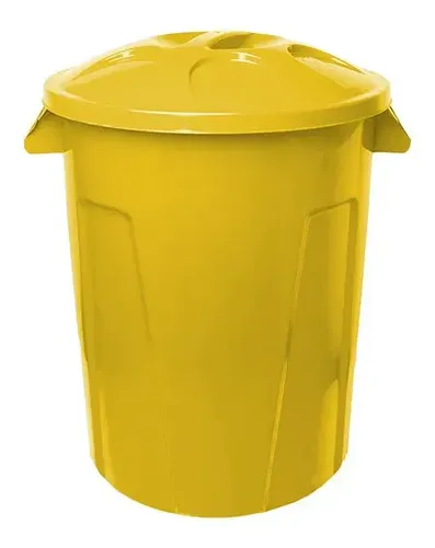 Cesto 60 Litros com Tampa Amarelo