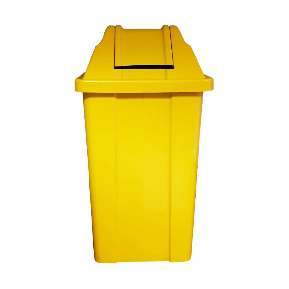 Lixeira Quadrada 60 Litros com Tampa Vai-Vem Amarelo – JSN