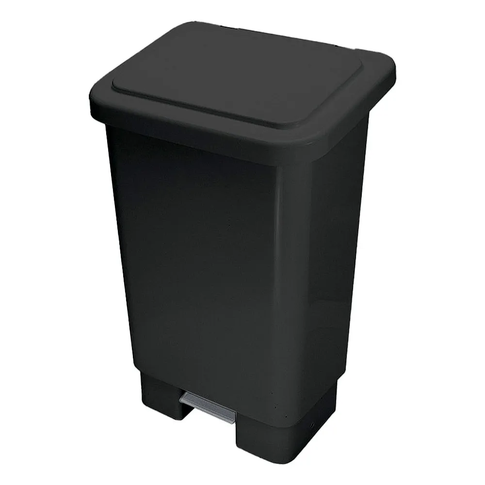 Lixeira Plástica Quadrada 50 Litros com Pedal Preta – JSN