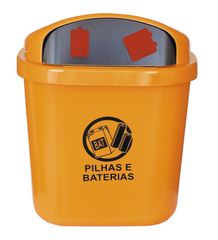 Lixeira Coleta Seletiva 40 Litros com Suporte para Descarte de Pilhas e Baterias