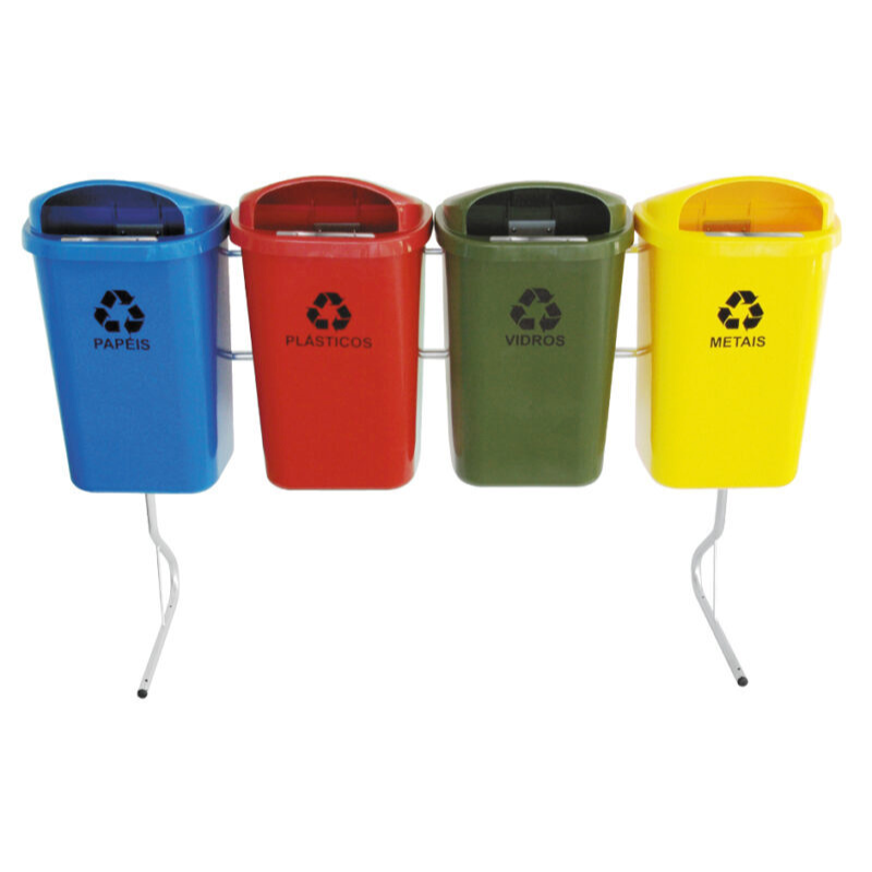 Conjunto para Coleta Seletiva 50 Litros com 4 Cestos